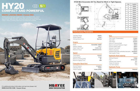 HY20 2 Ton Mini Excavator