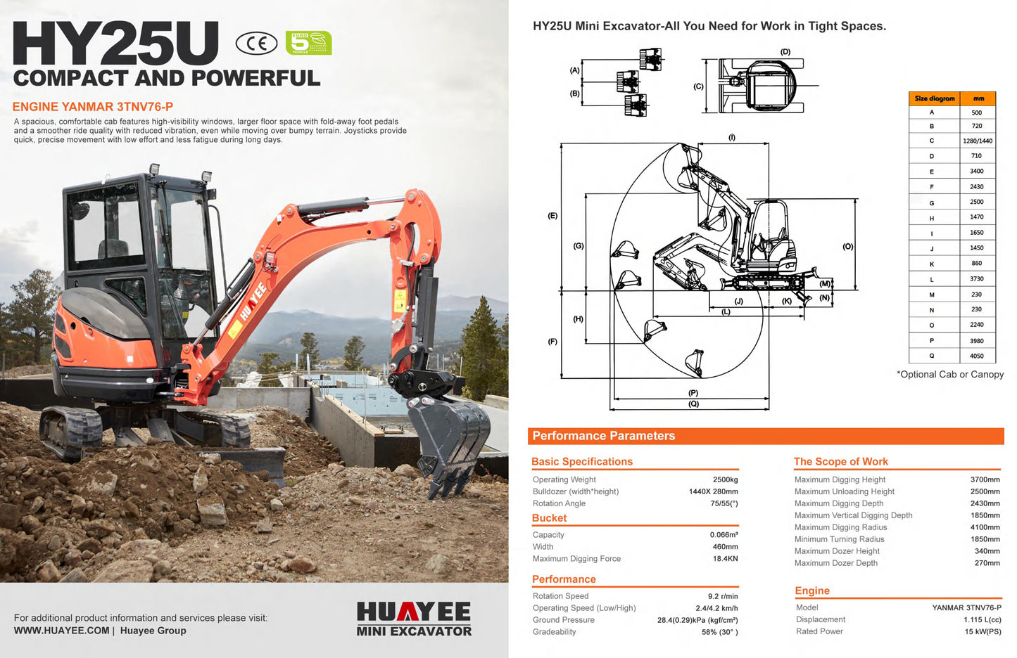 HY25U 2.8 Ton Excavator