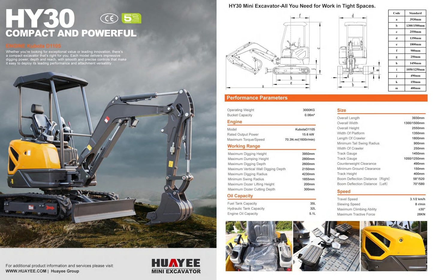 HY30 3 Ton Mini Excavator