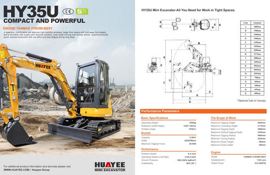HY35U 3.5 Ton Mini Excavator